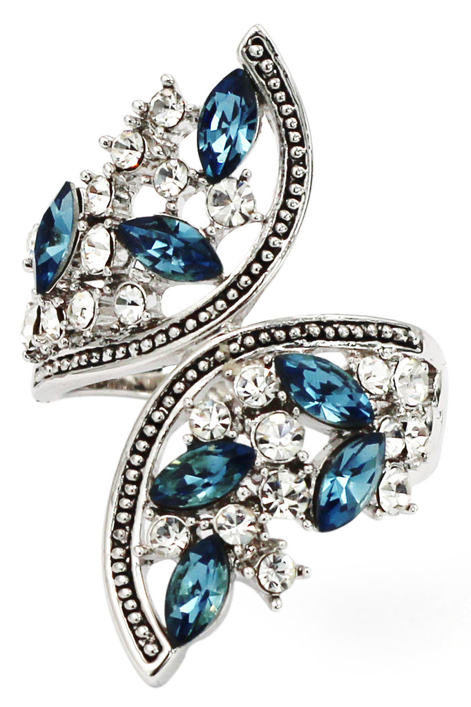 elegant symmetry crystal ring