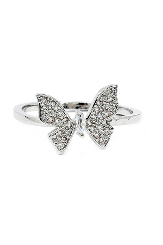 inlaid claws crystal silver ring