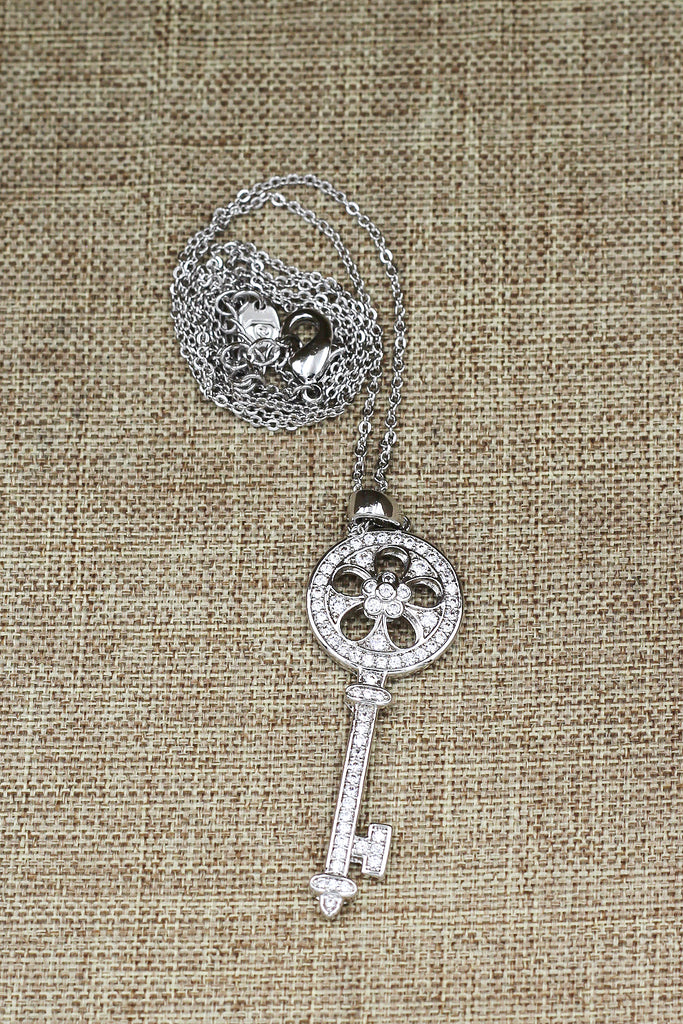 fashion shiny crystal key necklace