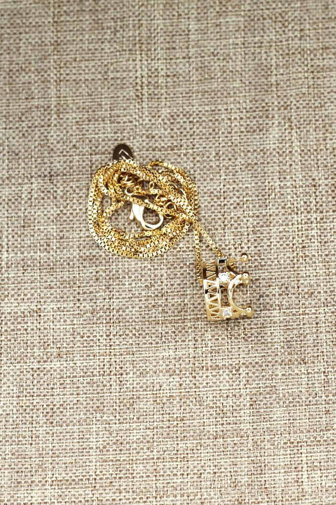 delicate little crown crystal necklace