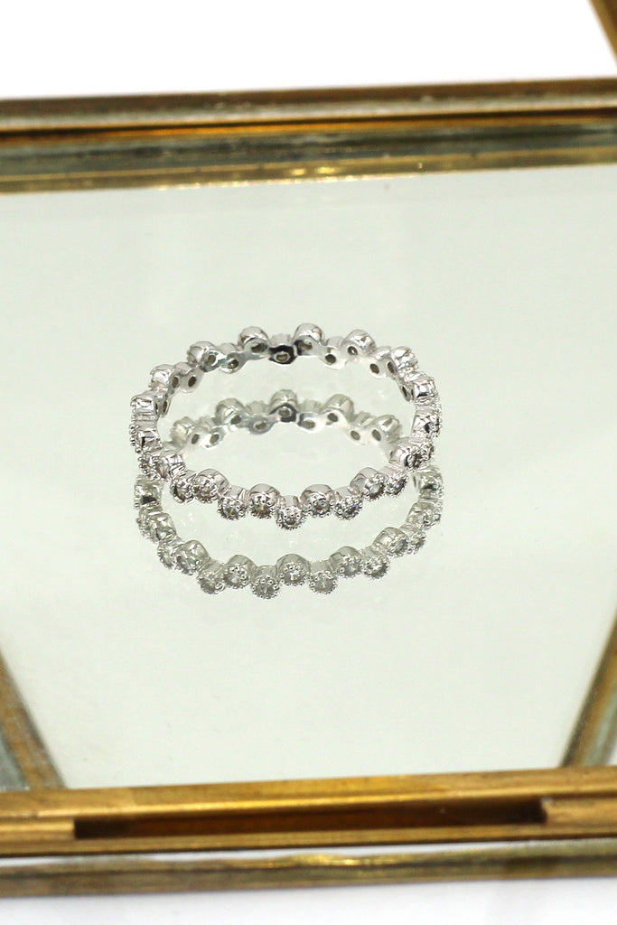 mini circle crystal silver ring