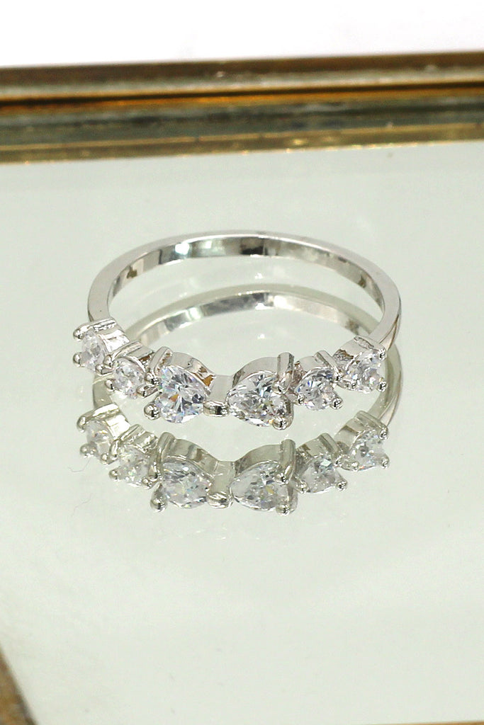 sweety mini crystal heart silver ring