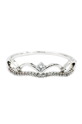 luxury inlaid small crystal silver ring