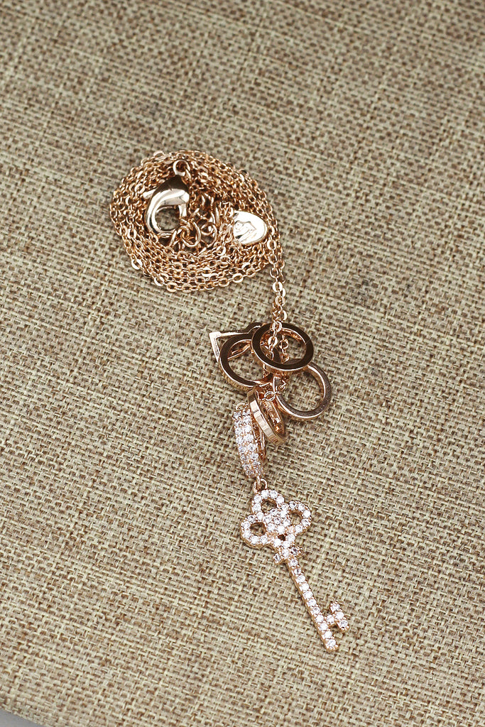 fashion mini key crystal necklace