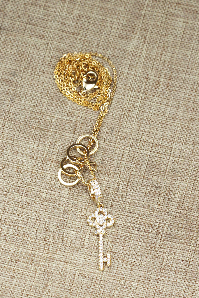 fashion mini key crystal necklace