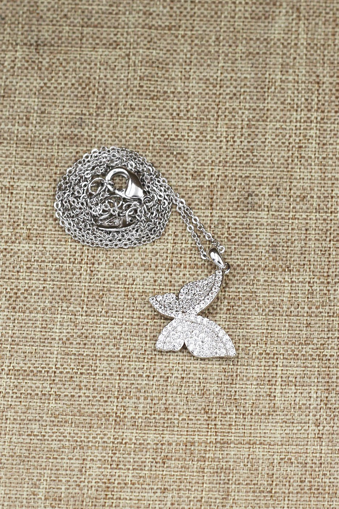 fashion sparkling crystal butterfly necklace ring set