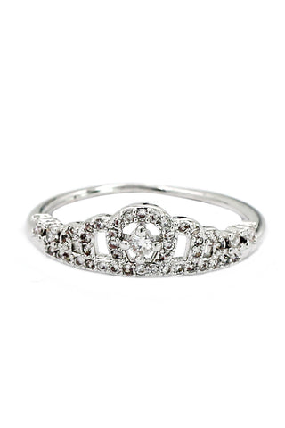 two layers of sparkling crystal silver ring
