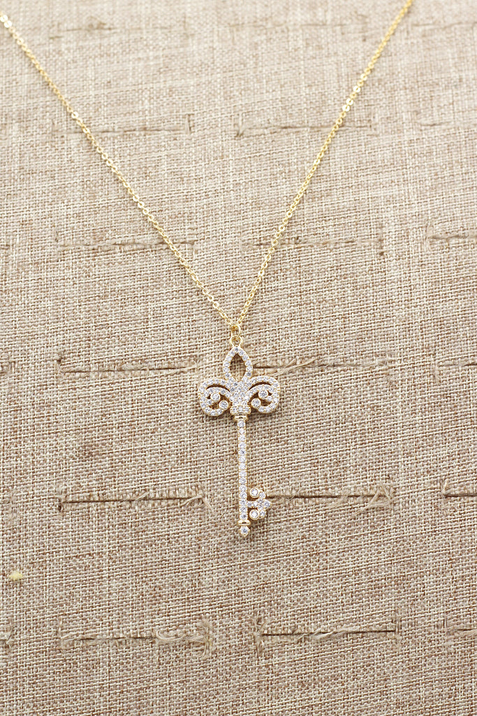 full crystal key necklace