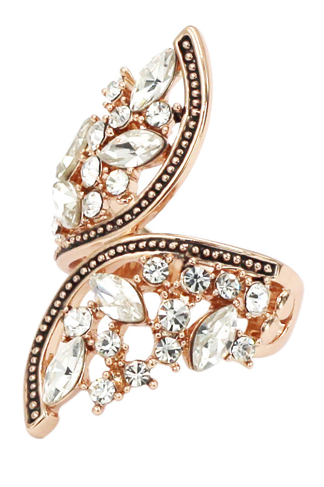 elegant symmetry crystal ring