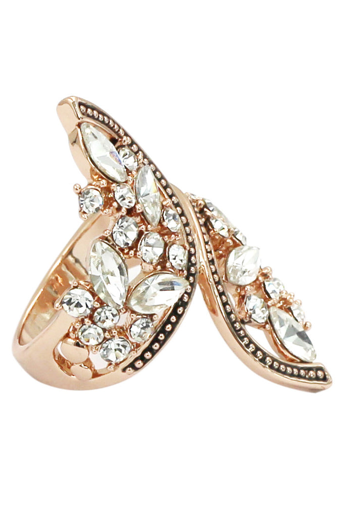 elegant symmetry crystal ring