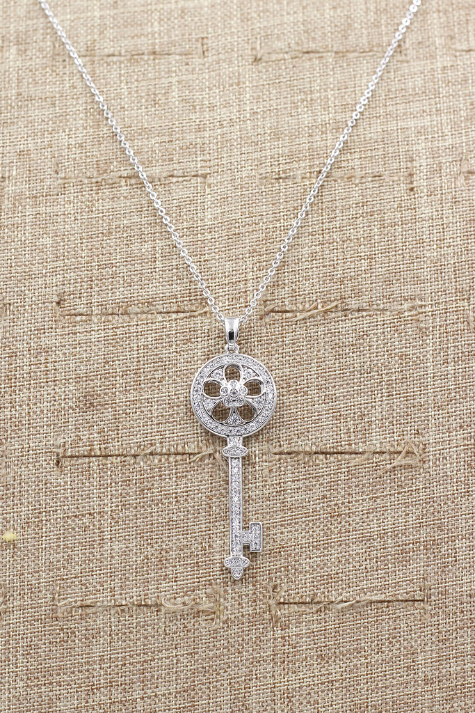 fashion shiny crystal key necklace