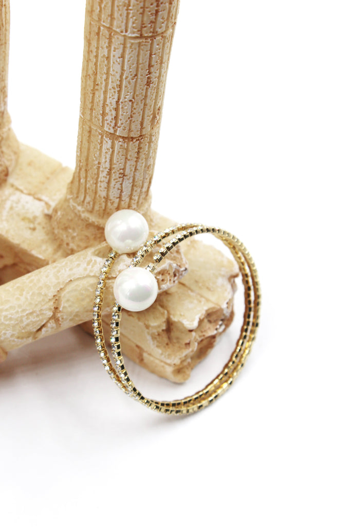 fashion pearl crystal bracelet earrings set
