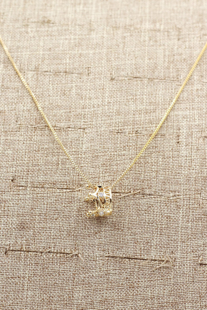 delicate little crown crystal necklace