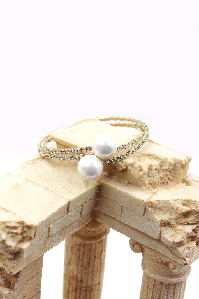 fashion pearl crystal bracelet earrings set