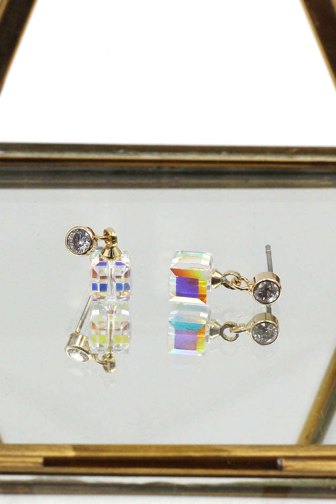 pendant square crystal earrings