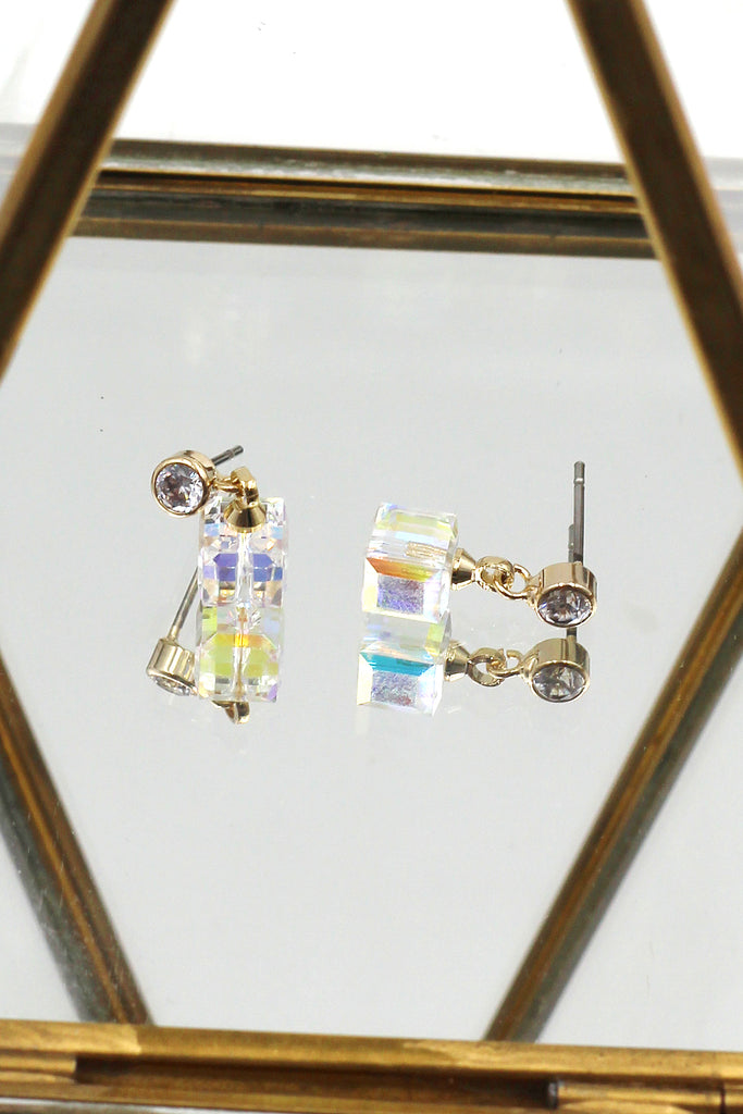pendant square crystal earrings