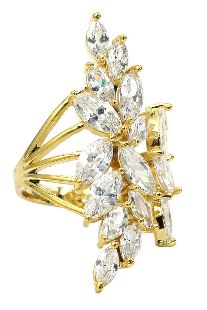 noble golden asymmetry crystal ring