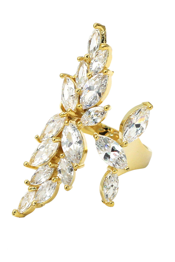 noble golden asymmetry crystal ring