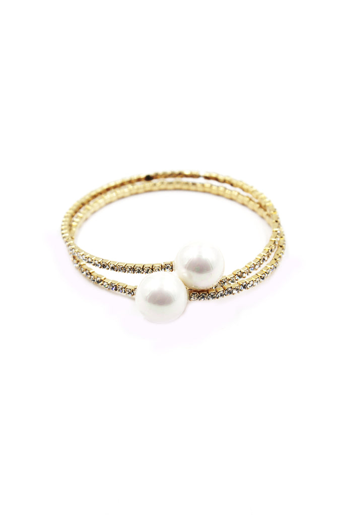 fashion pearl crystal bracelet earrings set