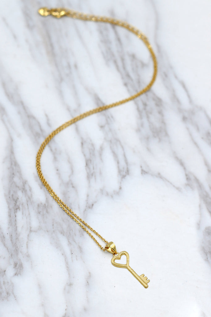 simple love key necklace