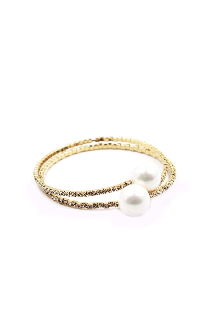 fashion pearl crystal bracelet earrings set