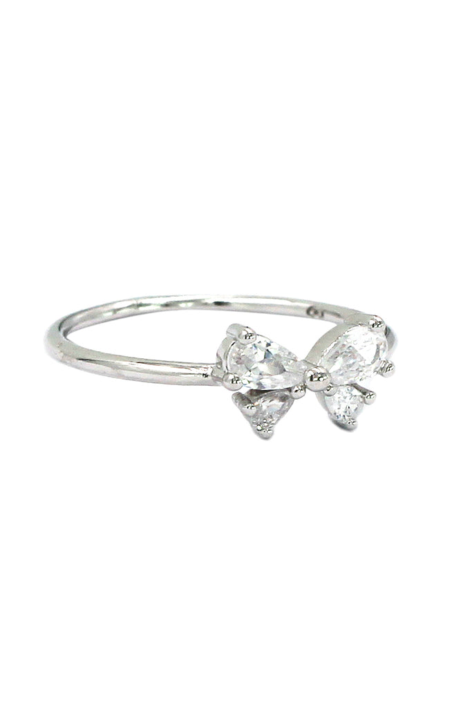 cute bow crystal ring