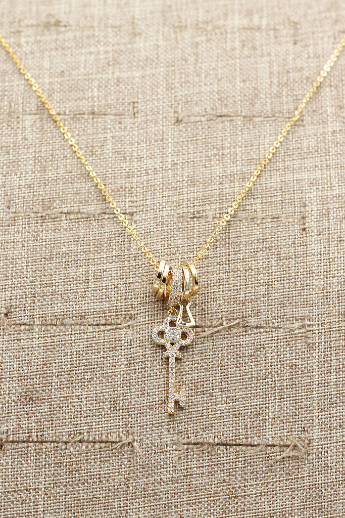 fashion mini key crystal necklace