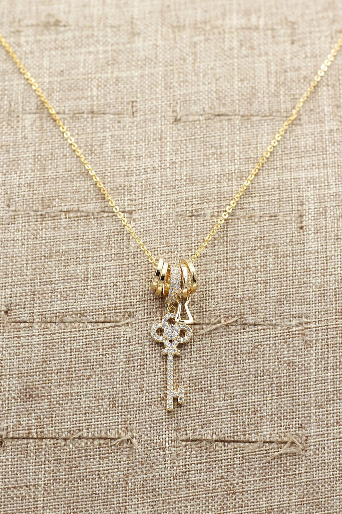 fashion crystal mini key earrings necklace set