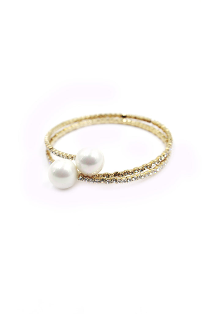 fashion pearl crystal bracelet earrings set