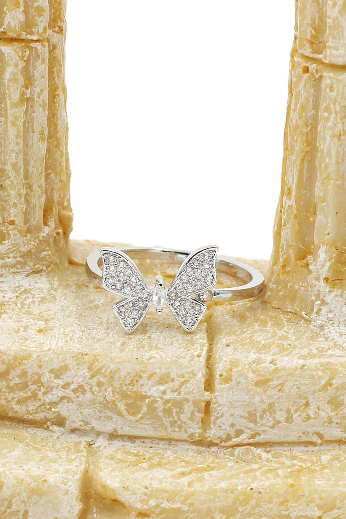 fashion crystal butterfly necklace ring set