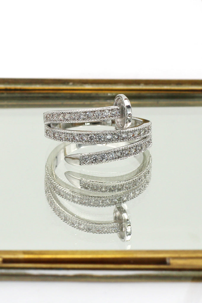 fashion micro pave crystal belt ring