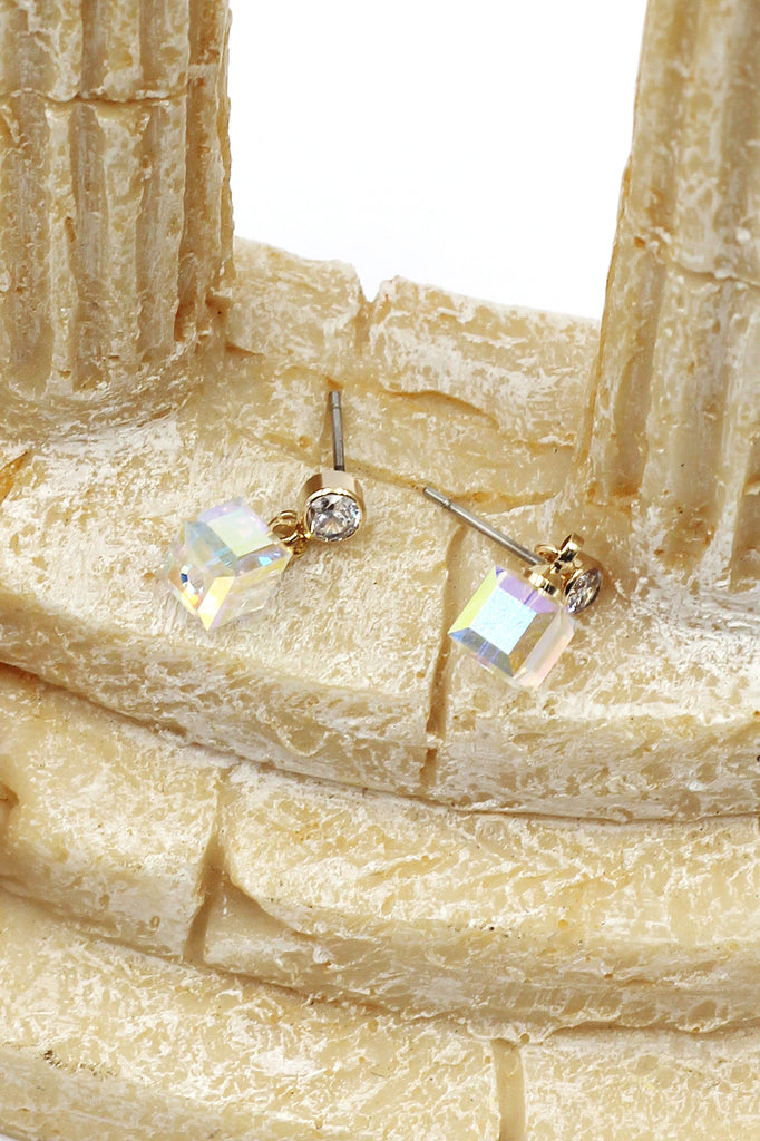 pendant square crystal earrings