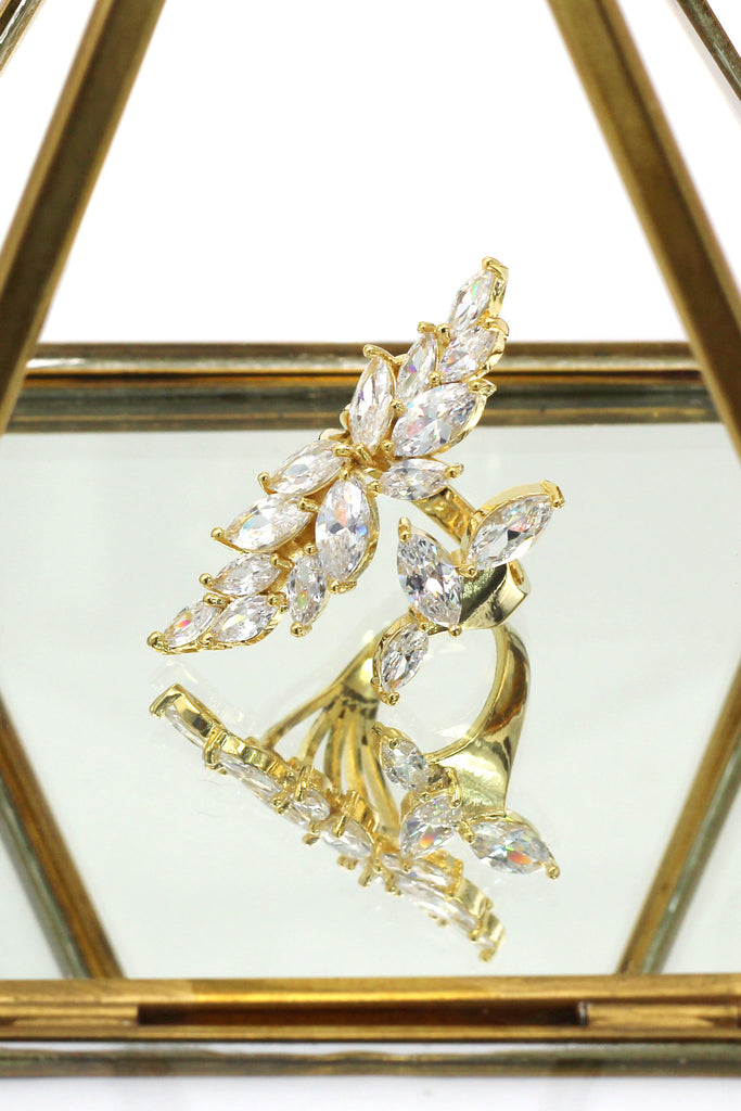 noble golden asymmetry crystal ring