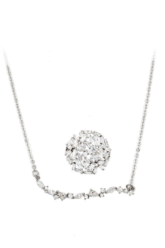 fashion elegant crystal necklace ring set