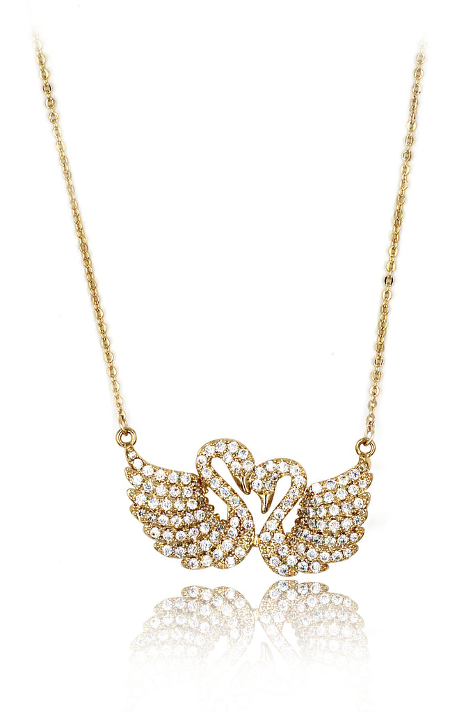 Fashion swan love crystal necklace bracelet set