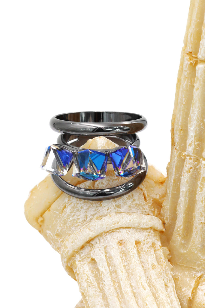 simple square crystal ring