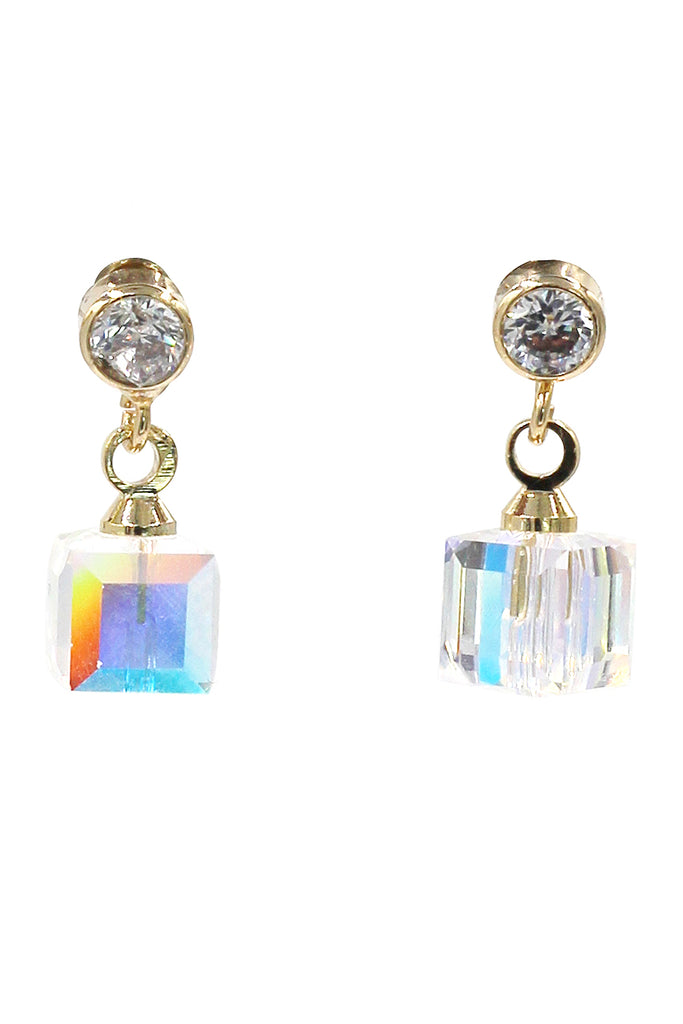pendant square crystal earrings