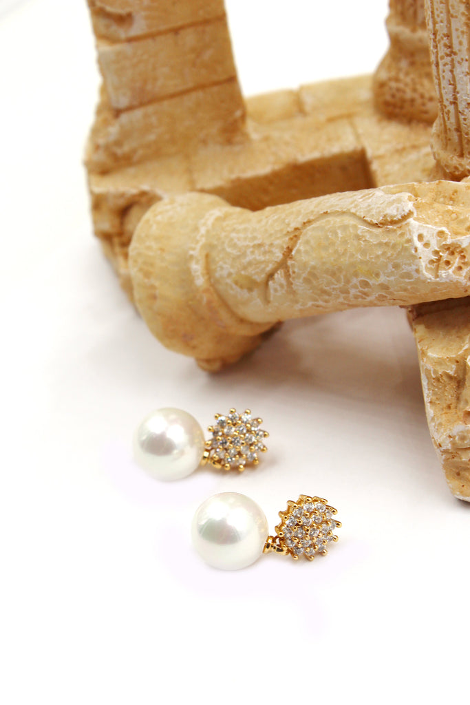 fashion pearl crystal bracelet earrings set