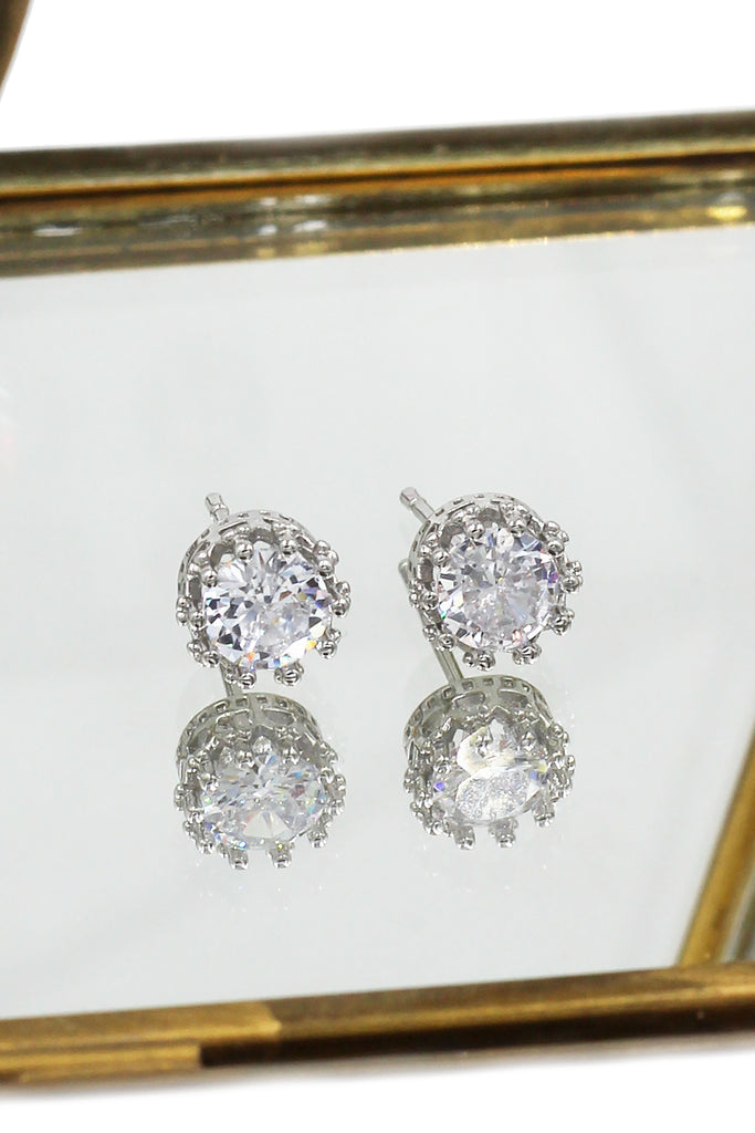 fashion crystal crown stud earrings