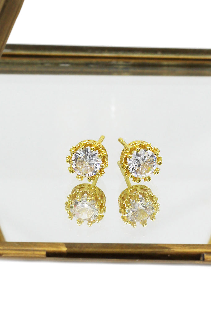 fashion crystal crown stud earrings