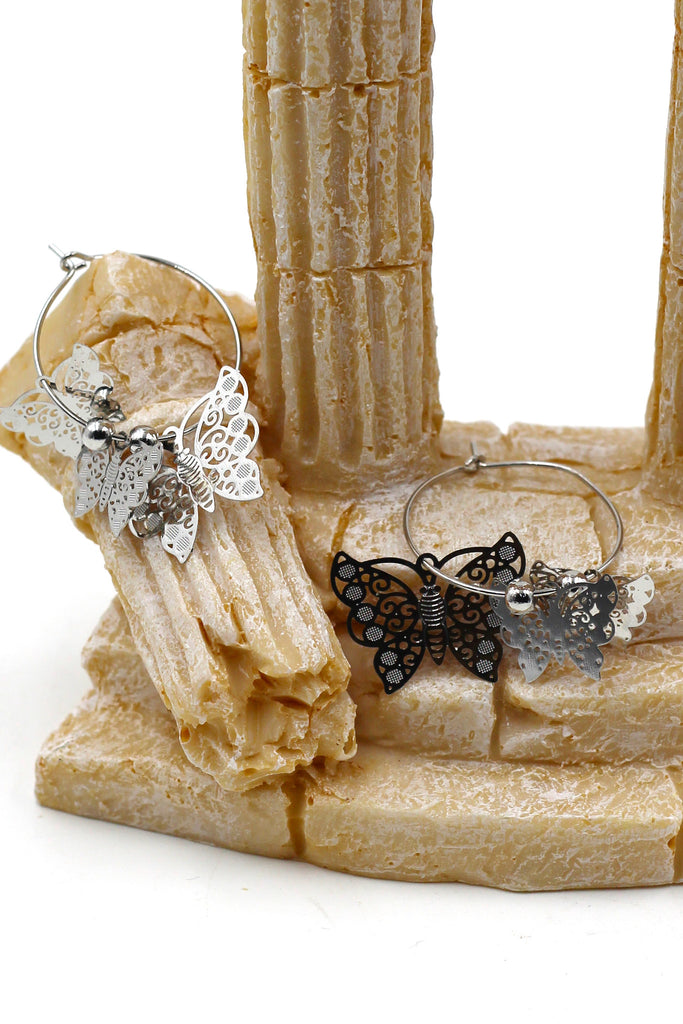 Elegant butterfly circle earrings