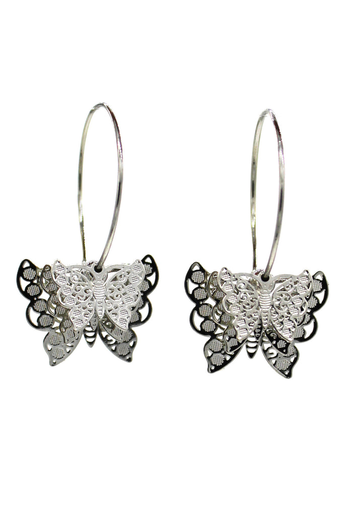 Elegant butterfly circle earrings
