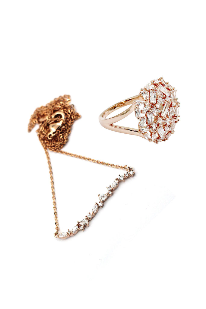 fashion elegant crystal necklace ring set