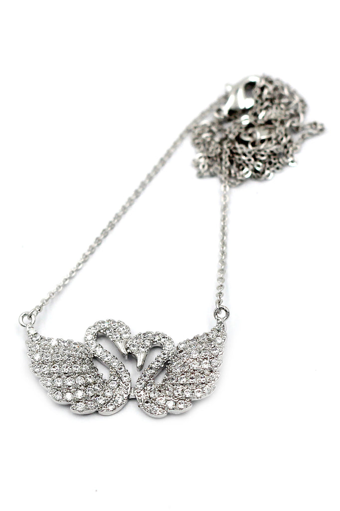 sweet swan love crystal necklace