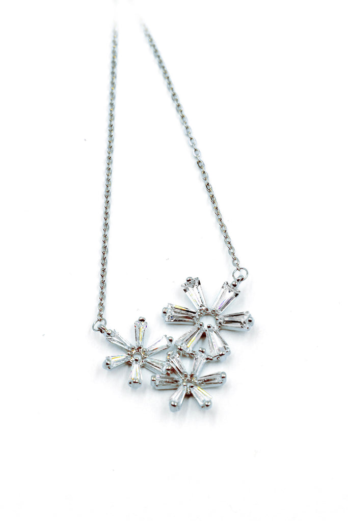 fashion small flower crystal earrings necklace set