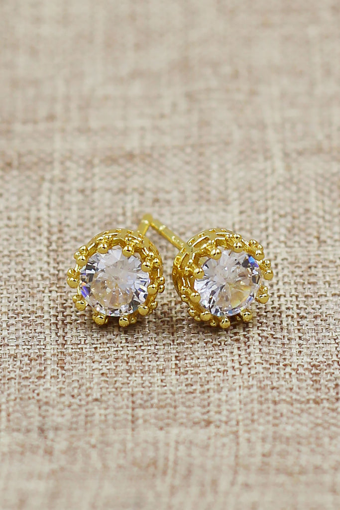 fashion crystal crown stud earrings