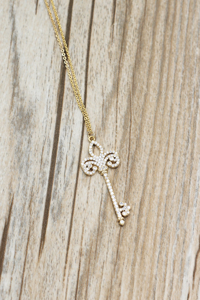 full crystal key necklace