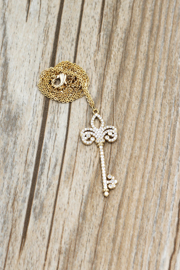 full crystal key necklace