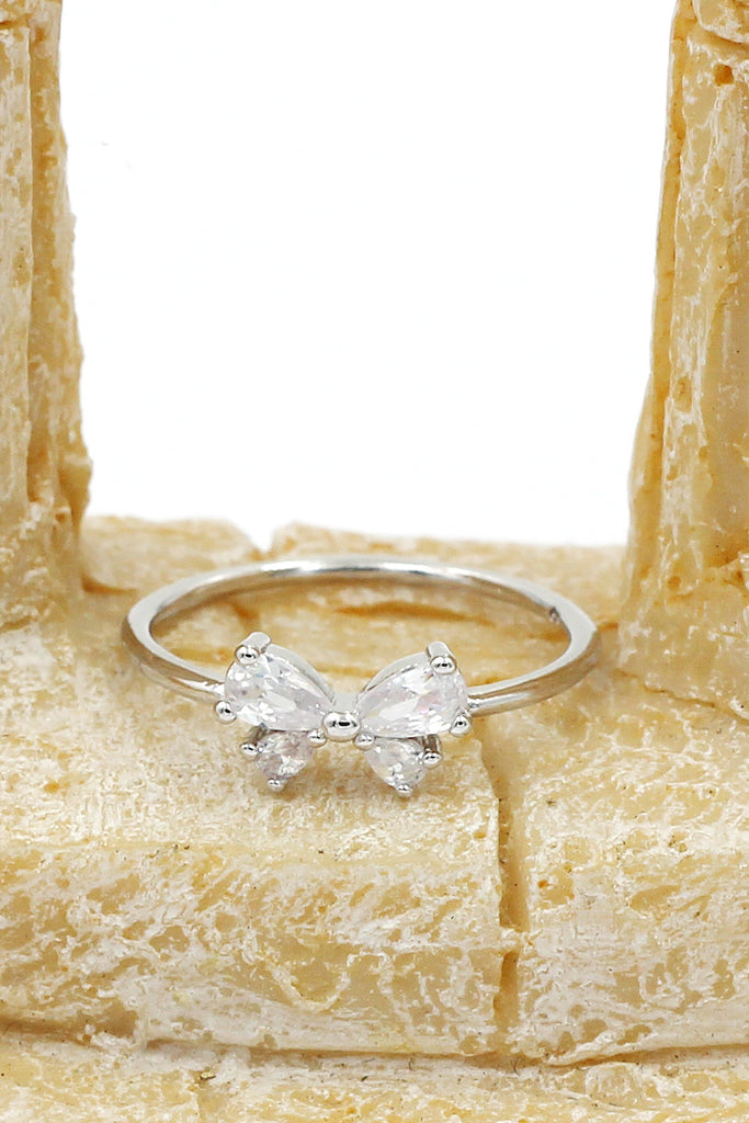 cute bow crystal ring