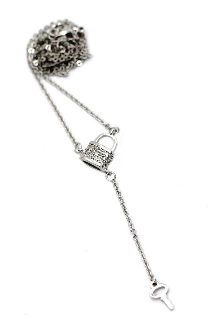 fashion crystal lock necklace ring set